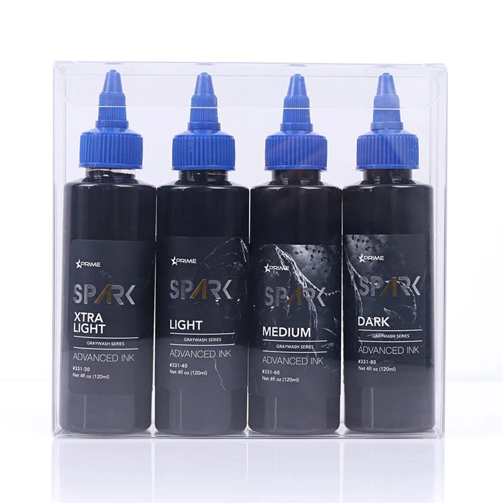 Spark più recente 4oz*4 lavaggio grigio set impermeabile inchiostro tatuaggio temporaneo