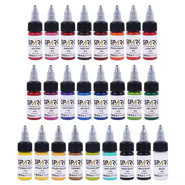 50 set di colori scintilla all'ingrosso biologico biorganico miglior pigmento 1 oz 30 ml tatuaggio di inchiostro temporaneo per bottiglia professionale usa e getta