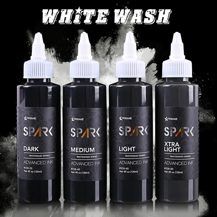Spark Set professionale di inchiostro tatuaggio nero e bianco biologico da 4 once per la body art
