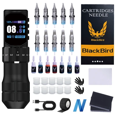 Kit di macchine da tatuaggio completo a schermo di grandi dimensioni per prin...