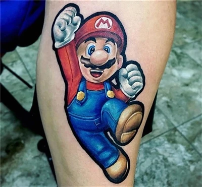 Mario Bross Tattoo Done By @ nacho_serrano_2012 From Argentina With #sparkcar...