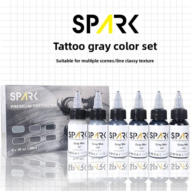 Set di inchiostro tatuaggio grigio professionale da 30 ml/1 oz set di pigmenti per liquido organico artista personalizzato Inchiostro per il trucco permanente