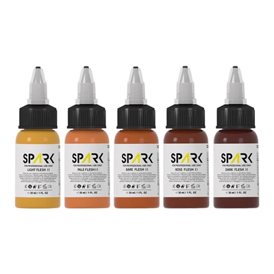 Set di inchiostri per tatuaggi professionali Spark color carne in flaconi da 1 oz - Conforme al REACH UE