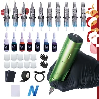 Kit di penna da tatuaggio a 4 modelli wireless professionale