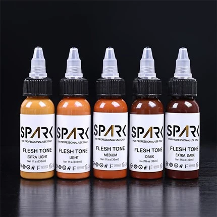 Set di colori per la pelle 1 OZ 5 pezzi Inchiostro per tatuaggi senza piombo Inchiostro per tatuaggi Spark Inchiostro per tatuaggi professionale Cover Up Miscelazione e tatuaggi cosmetici