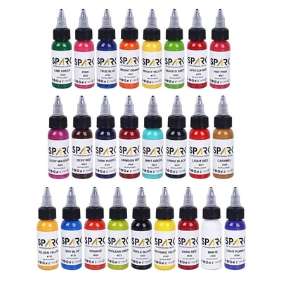 Spark High - end 1oz premium veloce smoo, th personalizzato permanente 25 set di colori inchiostro tatuaggio scintilla per la body art e tatuaggio