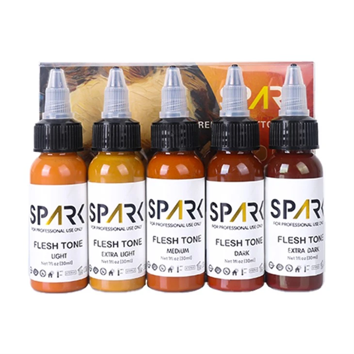 Kit di tono della pelle dell'inchiostro tatuaggio di scintilla 1 oz 5 pezzi per mescolare i prodotti di bellezza e cura della cura del tatuaggio estetico