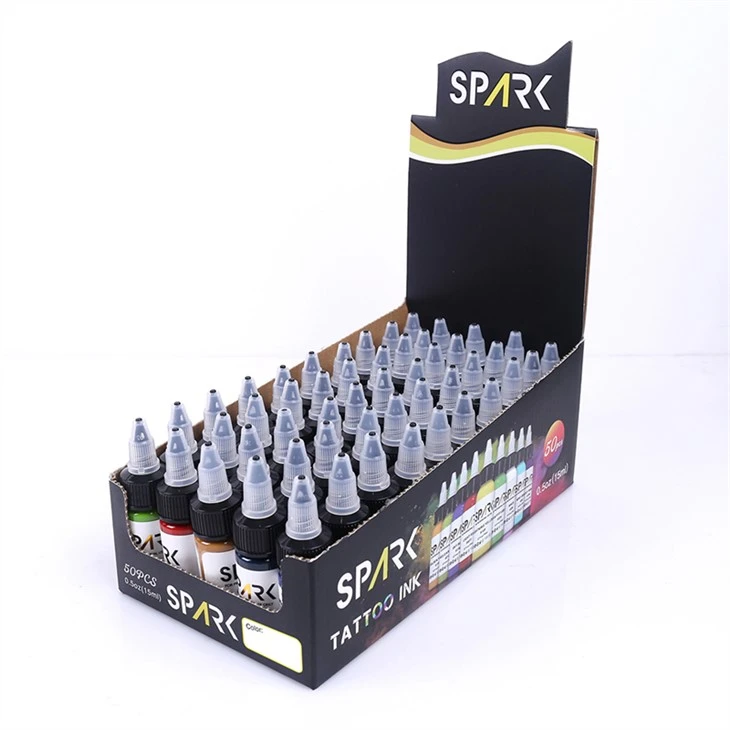 50 set di colori Inchiostro per tatuaggi Spark senza piombo Inchiostro per tatuaggi Nero Inchiostro per tatuaggi Nero