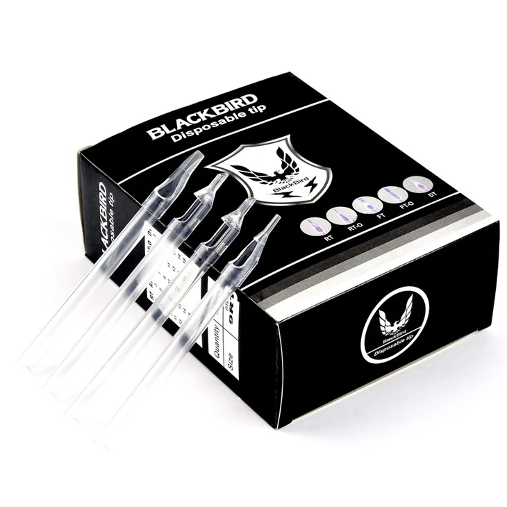 Punta per tatuaggio monouso lunga sterilizzata Blackbird
