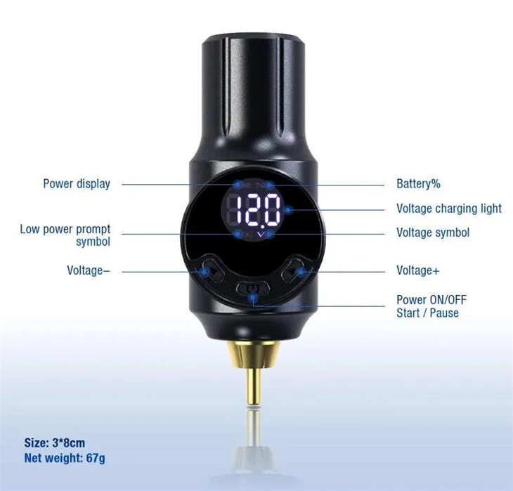 Alimentatore per tatuaggi wireless con batteria per tatuaggi RCA MINI