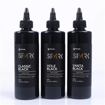 Display per inchiostro per tatuaggio professionale con inchiostro per tatuaggio Black Spark, serie di inchiostri neri da 8 OZ