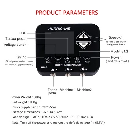 Alimentatore per tatuaggi digitali Hurricane Electric per body art