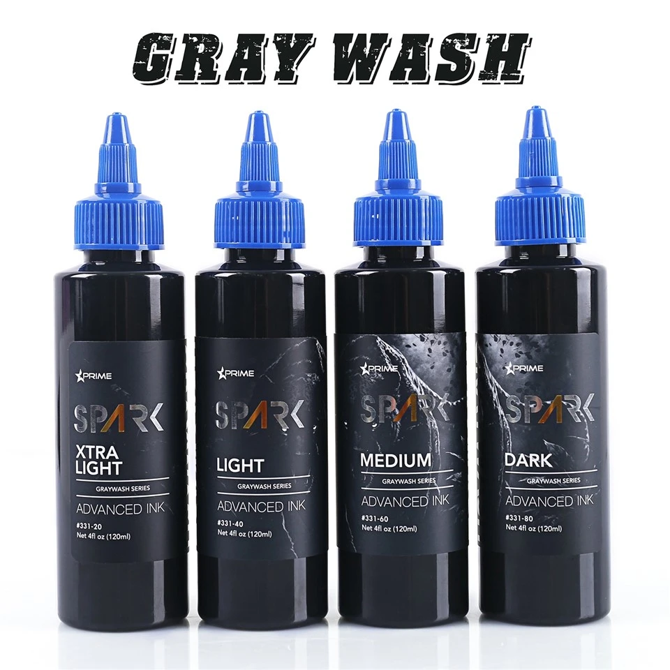 Set di flaconi da - 4 Oz di inchiostro per tatuaggi Spark Graywash